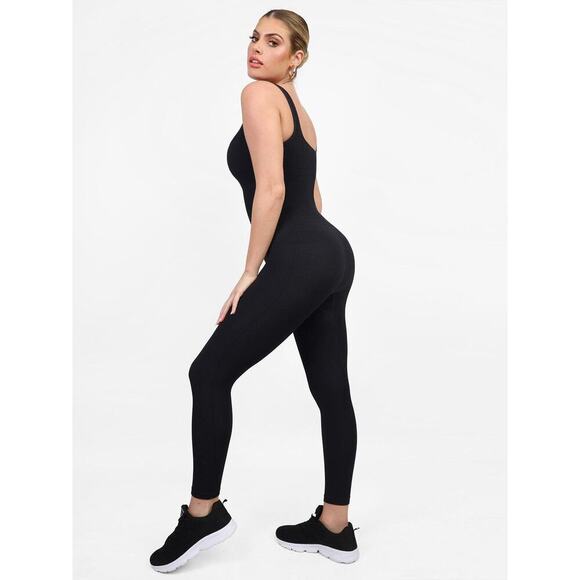 Popilush Black Seamless Shapewear Tank Jumpsuit Size M NWT/NEW Sculpting Fit - Picture 3 of 16
